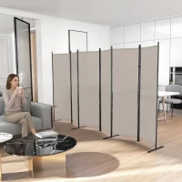 HOMCOM 6 Panel Room Divider, 6 Ft Folding Privacy Screen, Portable Freestanding Partition Wall Divider, Beige(m-1)
