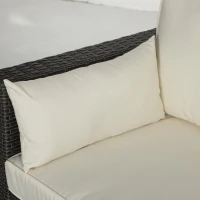 Outsunny Patio Couch PE Wicker Deep Seating Outdoor Sofa with Removable Cushions, 3 Seater Rattan Sofa, Outdoor Furniture for Balcony, Deck, Garden and Poolside, Cream White(m-13)