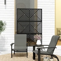 Outsunny Metal Outdoor Privacy Screen, Freestanding Outdoor Divider with Stand, Decorative Privacy Panel, 78" x 48", Black(m-9)