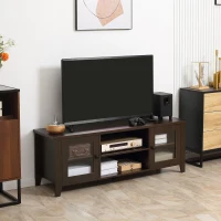 HOMCOM Fireplace TV Stand for TVs up to 60 inches, Wood TV Cabinet w/ Storage Doors or Living Room, Office, Coffee(m-8)