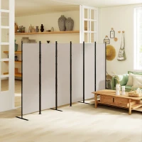 HOMCOM 6 Panel Room Divider, 6 Ft Folding Privacy Screen, Portable Freestanding Partition Wall Divider, Beige(m-8)