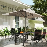Outsunny 59" Outdoor Patio Table with Umbrella Hole, Outdoor Dining Table with Slatted Tabletop for Backyard Garden, Black(m-9)