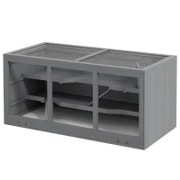 PawHut Extra Large Wooden Hamster Cage with Opening Roof, Hut, Ramps, Gray(m-1)