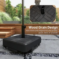 Outsunny Patio Umbrella Base with Wheels Fillable Outdoor Umbrella Stand for 1.5"/1.9" Poles Black(m-6)