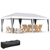 Outsunny 10' x 20' Pop Up Canopy Tent with Netting, Heavy Duty Instant Sun Shelter, Large Tents for Parties with Carry Bag for Outdoor, Garden, Patio, Cream White(m-1)