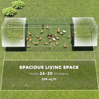 PawHut Large Metal Chicken Run with Waterproof & UV-Resistant Cover, Feeding Door, Hanging Feeder, Perch, for 24-30 Chickens(m-10)