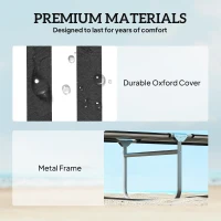 Outsunny Outdoor Pool Chaise Lounge Chair, Folding Tanning Chair with Sun Shade, Black and White(m-7)