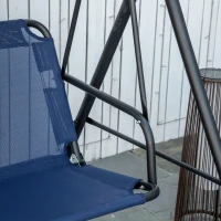 Outsunny 3-Seater Outdoor Porch Swing with Adjustable Canopy, Patio Swing Chair for Garden, Poolside, Backyard, Dark Blue(m-10)