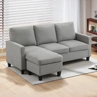 HOMCOM L-Shape Sofa, Modern Sectional Couch with Ottoman, Corner Sofa for Living Room, Light Grey(m-8)
