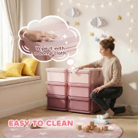 Qaba 3 Tier Kids Toy Organizer and Storage Bins with 6 Plastic Drawers, Pink(m-6)