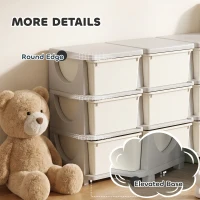 Qaba 29.5" 3 Tier Kids Storage Unit Dresser Tower w/ 9 Drawers, Cream White(m-7)