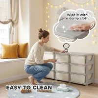 Qaba 29.5" 3 Tier Kids Storage Unit Dresser Tower w/ 9 Drawers, Cream White(m-6)
