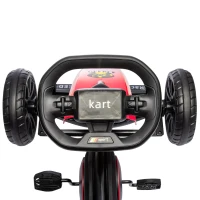 Aosom Pedal Go Kart for Kids, Pedal Car with Swing Axle, Adjustable Bucket, Handbrake, 4 EVA Wheels Powered Ride, Indoor Foot Racer, for 3-8 Years Old, Red(m-10)