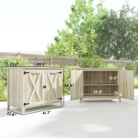Outsunny Wooden Outdoor Storage Cabinet, Garden Shed Potting Shed with Shelf and Double Doors, Natural Wood(m-3)