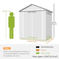 Outsunny 6x4.5FT Plastic Shed, Lockable Garden Tool Storage House with Double Doors and Vent, Grey(m-3)