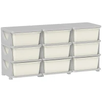 Qaba 29.5" 3 Tier Kids Storage Unit Dresser Tower w/ 9 Drawers, Cream White(m-11)
