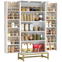 HOMCOM 47" Kitchen Pantry Cabinet, Freestanding Kitchen Storage Cabinet with 12 Door Shelves and Adjustable Shelves, White(m-11)