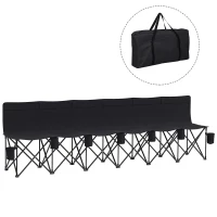 Outsunny 6 Seat Folding Camping Chair with Cup Holder and Carrying Case for Camping, Picnic, Sport Events, Black(m-2)