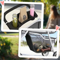PawHut 3 Wheels Foldable Dog Stroller with Storage Basket, Adjustable Canopy, Cupholder for Miniature and Small Dogs, Grey(m-9)