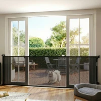 PawHut Retractable Dog Gate, 41" Tall,  Extends to 122" Wide, Mesh Pet Gate with Single Hand Operation, for Stairs, Doorways(m-8)