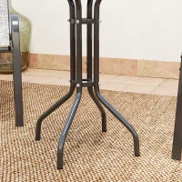 Outsunny 3 Pieces Bistro Set, Small Patio Furniture Set with Stackable Mesh Chairs, Glass Table for Garden, Balcony, Dark Grey(m-10)