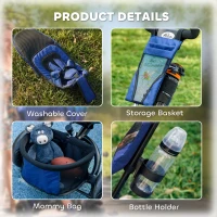 Qaba 6 in 1 Tricycle for Toddler 1-5 Years with Parent-Push Handle, Dark Blue(m-9)