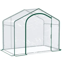 Outsunny 6' x 3' x 5' Portable Walk-in Greenhouse, Plastic Cover, Steel Frame Garden Hot House, Zipper Door, Top Vent for Flowers, Vegetables, Saplings, Tropical Plants, Clear(m-11)