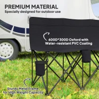 Outsunny 6 Seat Folding Camping Chair with Cup Holder and Carrying Case for Camping, Picnic, Sport Events, Black(m-6)