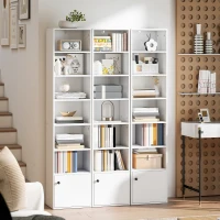 HOMCOM 7-Tier Bookcase, Display Shelf Unit with Adjustable Shelf and Cabinet, White(m-10)