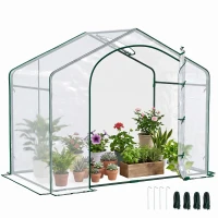 Outsunny 6' x 3' x 5' Portable Walk-in Greenhouse, Plastic Cover, Steel Frame Garden Hot House, Zipper Door, Top Vent for Flowers, Vegetables, Saplings, Tropical Plants, Clear(m-1)