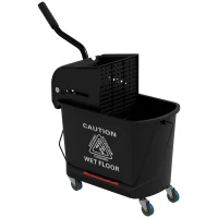 HOMCOM Compact Mop Bucket with Wringer, Mop Bucket on Wheels, 5 Gallon, Separate Dirty and Clean Water, Black(m-11)