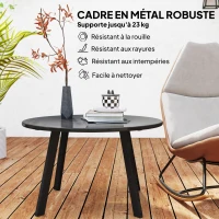 Outsunny Round Outdoor Side Table, Patio Coffee Table with Metal Frame and Non-Slip Foot Pads, Charcoal Grey(m-5)
