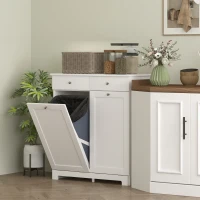 HOMCOM Laundry Hamper Cabinet, Laundry Cabinet with 2 Tilt Out Laundry Baskets and 2 Drawers, White(m-9)