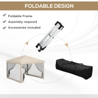 Outsunny 10' x 10' Pop Up Canopy Tent with Mesh Sidewalls, Height Adjustable, Transport Carrying Bag for Backyard Garden Patio(m-4)