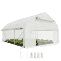 Outsunny 11.5' x 10' x 6.5' Walk-in Tunnel Greenhouse, Green House with Zippered Mesh Door, 7 Mesh Windows & Roll-up Sidewalls, Upgraded Gardening Plant Hot House with Galvanized Steel Hoops, White(m-1)