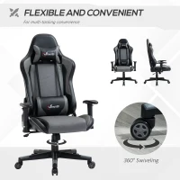 Vinsetto Gaming Chair Racing Style Ergonomic Office Chair High Back Computer Desk Chair Adjustable Height Swivel Recliner with Headrest and Lumbar Support, Grey(m-7)