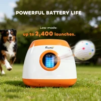 PawHut Automatic Dog Ball Launcher with 26-80 FT Distance, Automatic Ball Launcher for Medium and Large Dogs, Orange(m-6)