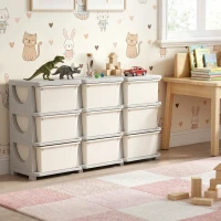 Qaba 29.5" 3 Tier Kids Storage Unit Dresser Tower w/ 9 Drawers, Cream White(m-10)