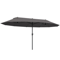 Outsunny 15ft Double-Sided Patio Umbrella, Gray