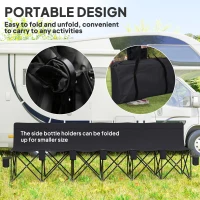 Outsunny 6 Seat Folding Camping Chair with Cup Holder and Carrying Case for Camping, Picnic, Sport Events, Black(m-4)