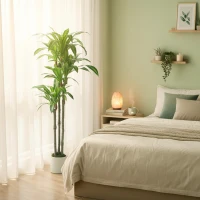 HOMCOM 5FT Dracaena Fake Plant, Artificial Plant with Bendable Trunks for Home Office Decor, Green(m-9)