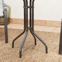 Outsunny 3 Pieces Bistro Set, Small Patio Furniture Set with Stackable Mesh Chairs, Glass Table for Garden, Balcony, Grey(m-10)