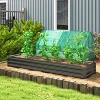 Outsunny 8x2x1ft Galvanized Raised Garden Bed Kit with Safety Edging for Flowers, Herbs and Vegetables, Dark Gray(m-10)