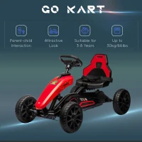 Aosom Pedal Go Kart for Kids, Pedal Car with Swing Axle, Adjustable Bucket, Handbrake, 4 EVA Wheels Powered Ride, Indoor Foot Racer, for 3-8 Years Old, Red(m-9)