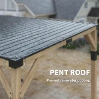 Outsunny 10' x 20' Wooden Gazebo, Hardtop Lean-to Gazebo Pergola with Galvanized Steel Sloped Roof, Light Walnut(m-6)