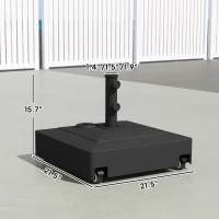 Outsunny Patio Umbrella Base with Wheels, 134 lbs Stand/88 lbs Water Filled Outdoor Umbrella Stand for 1.38/1.5/1.89" Pole, Black(m-3)