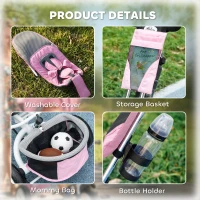 Qaba 6 in 1 Tricycle for Toddler 1-5 Years with Parent-Push Handle, Pink(m-9)