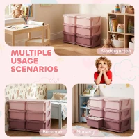 Qaba 3 Tier Kids Toy Organizer and Storage Bins with 6 Plastic Drawers, Pink(m-5)