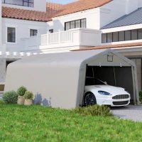 Outsunny Carport 12' x 20' Portable Garage, Heavy Duty Car Port Canopy with Ventilation Windows and Large Roll-up Door, Gray(m-2)