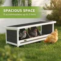 PawHut Wood Nesting Boxes Chicken Coop Accessories for Up to 3 Chickens, with Asphalt Roof, Gray(m-4)